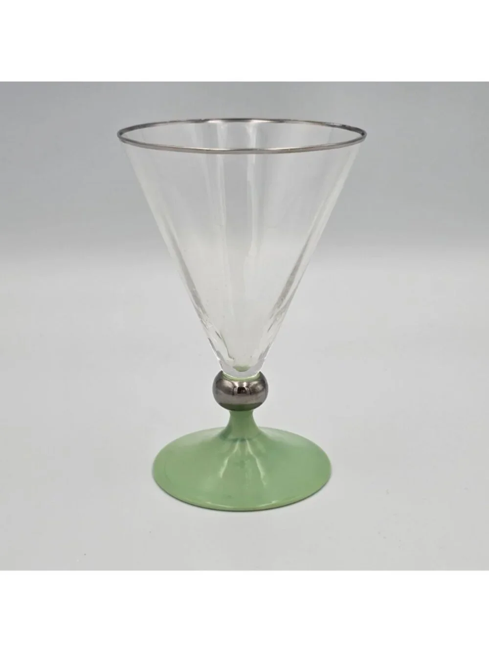 1930's Vintage Art Deco Cocktail Glass Pastel Green Drink Bar Shot Small Wine